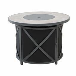 Amazon Brand - Ravenna Home Archer Outdoor Patio Firepit Table with Panel Top, 36"W, Gray
