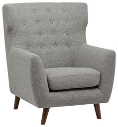 Amazon Brand – Rivet Hawthorne Mid-Century Tufted Modern Accent Chair, 35"W, Silver
