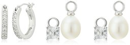 Amazon Collection (Find) Platinum Plated Freshwater Cultured Pearl suta-ringusiruba-suwarohusuki-zirukonia pa-ruassya-kattohu-pupiasu (1 1/2 cttw)