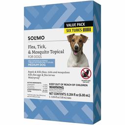 Amazon Brand - Solimo Flea, Tick & Mosquito Topical for Medium Dogs (11-20 pounds), 6 Count