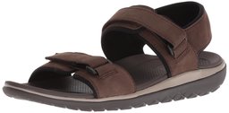 Amazon Brand - 206 Collective Men's Greenlake Double Band Velcro Sandal, Chocolate Brown Gray Canvas/Nubuck, 13 D US