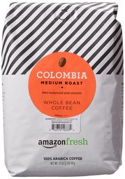 AmazonFresh Colombia Whole Bean Coffee, Medium Roast, 32 Ounce