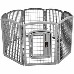 AmazonBasics 8-Panel Plastic Pet Pen - 34", Grey