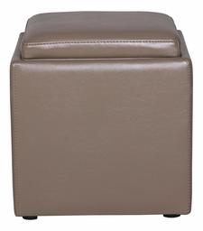 Amazon Brand – Rivet Ross Modern Vegan Faux Leather Lift-Top Storage Ottoman Pouf, 17.7"W, Brown