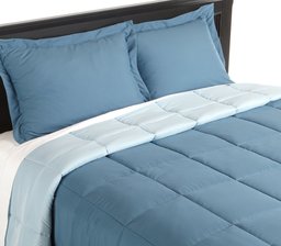 Pike Street Microfiber Reversible Down Alternative Twin Extra-Long Comforter Set, Smokey Blue/Sky