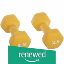 (Renewed) AmazonBasics Neoprene Dumbbells, Set of 2, (3.7 KGS Each) - Yellow
