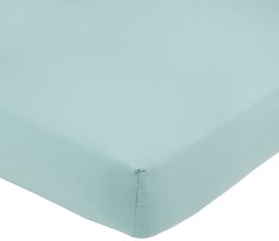 Pinzon Ultrasoft 300 Percale Cotton Fitted Sheet, Sky Blue, 160 x 200 x 30 cm