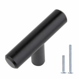 AmazonBasics T-Bar Cabinet Knob, (1/2" Diameter), 2" Length, Flat Black, 10-pack