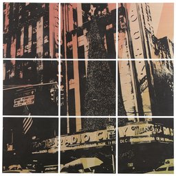 Amazon Brand – Rivet 9-Piece Modern Radio City Color Tinted Print on Wood, 36" x 36"