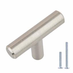 AmazonBasics T-Bar Cabinet Knob, (1/2" Diameter), 2" Length, Satin Nickel, 10-pack
