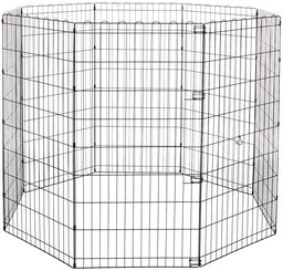 AmazonBasics Foldable Metal Pet Dog Exercise Fence Pen - 60 x 60 x 48 Inches