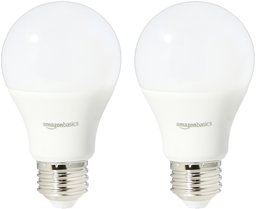 AmazonBasics 75 Watt Equivalent, Daylight, Dimmable, 15,000 Hour Lifetime, A19 LED Light Bulb | 2-Pack