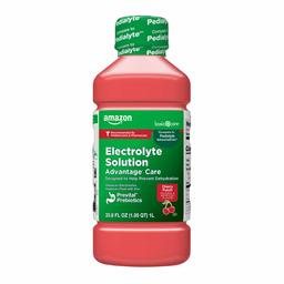 Amazon Basic Care ADVANTAGE® CARE Electrolyte Solution, Blue Raspberry, helps prevent dehydration, 33.8 Fluid Ounce