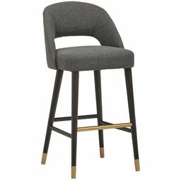 Amazon Brand – Rivet Whit Contemporary Upholstered Bar Stool with Gold Accents, 41"H, Flannel Grey