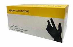 AmazonCommercial Powder Free Disposable Nitrile Gloves, 6 mil, Black, Micro Diamond Textured, 240mm, Size S, 1000 (10 Boxes of 100)