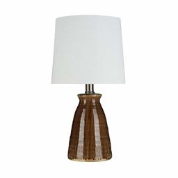 Amazon Brand – Stone & Beam Table Lamp with Textured Ceramic Base, Bulb Included, 15"H, Crackle Brown