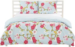 AmazonBasics Patterned Duvet Cover Set, 100% Cotton, Oriental Floral Pattern, 225 x 220 cm, 2 Pillowcases (50 x 80 cm)