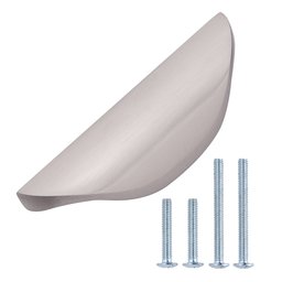 AmazonBasics Modern Finger Drawer Pull, 3.07" Length (1.26" Hole Center), Satin Nickel, 10-Pack