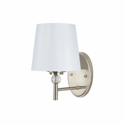Amazon Brand – Ravenna Home Glass Detail Wall Sconce with LED Light Bulb, 10.5"H, Brushed Nickel