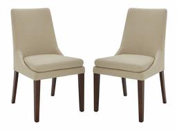 Amazon Brand – Stone & Beam Alaina Upholstered Dining Room Kitchen Chairs, 20"W, Set of 2, Hemp