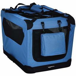 AmazonBasics Premium Folding Portable Soft Pet Dog Crate Carrier Kennel - 26 x 18 x 18 Inches, Blue