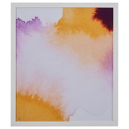 Amazon Brand – Rivet Yellow and Purple Contrast Watercolor Print Wall Art in White Frame, 24" x 28"