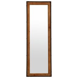 Amazon Brand – Stone & Beam Wood and Iron Hanging Wall Mirror, 42.25" Height, Natural Wood and Black
