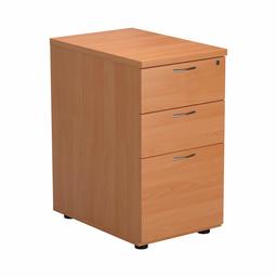 Office Hippo Heavy Duty 3 Drawer Desk High Pedestal, Pre-Assembled, Wood, Beech, 60 cm Deep