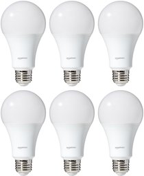 AmazonBasics 100 Watt Equivalent, Soft White, Dimmable, 15,000 Hour Lifetime, A21 LED Light Bulb | 6-Pack