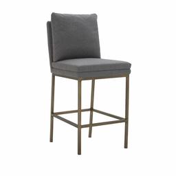 Amazon Brand – Rivet Lundberg Contemporary Upholstered Barstool with Brass Legs, 44.5"H, Graphite